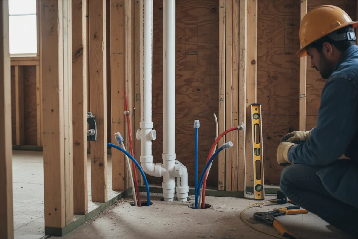 Drain and supply rough-in during Leak Detection in Mullins