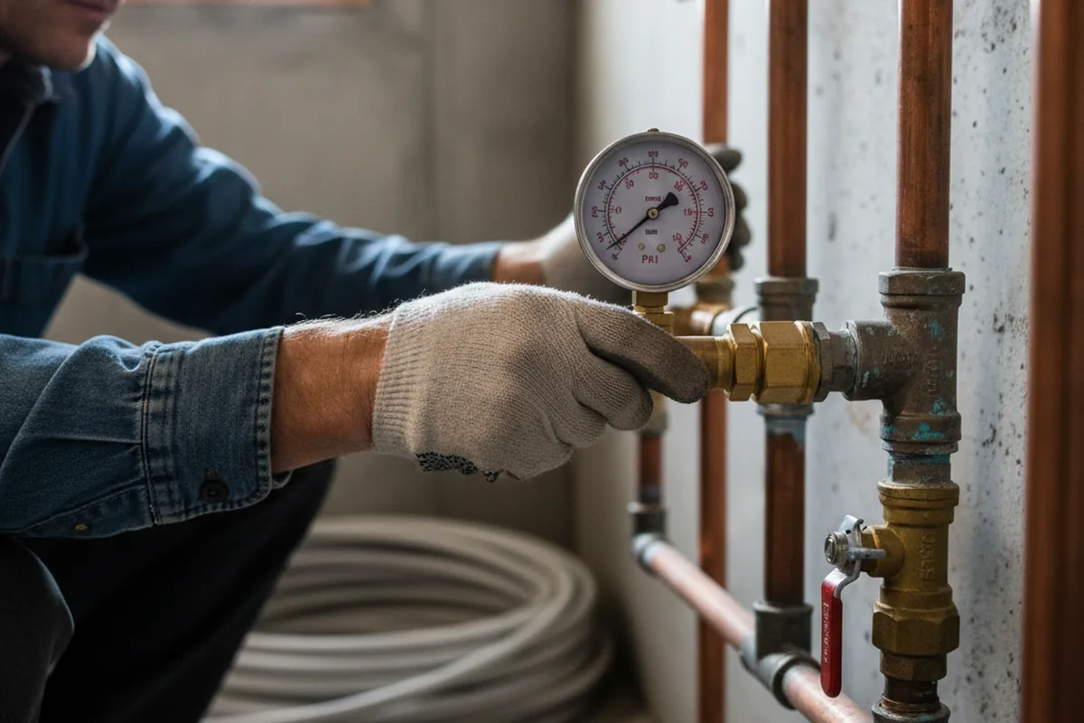Pressure testing a repaired line during Water Line Repair in Mullins